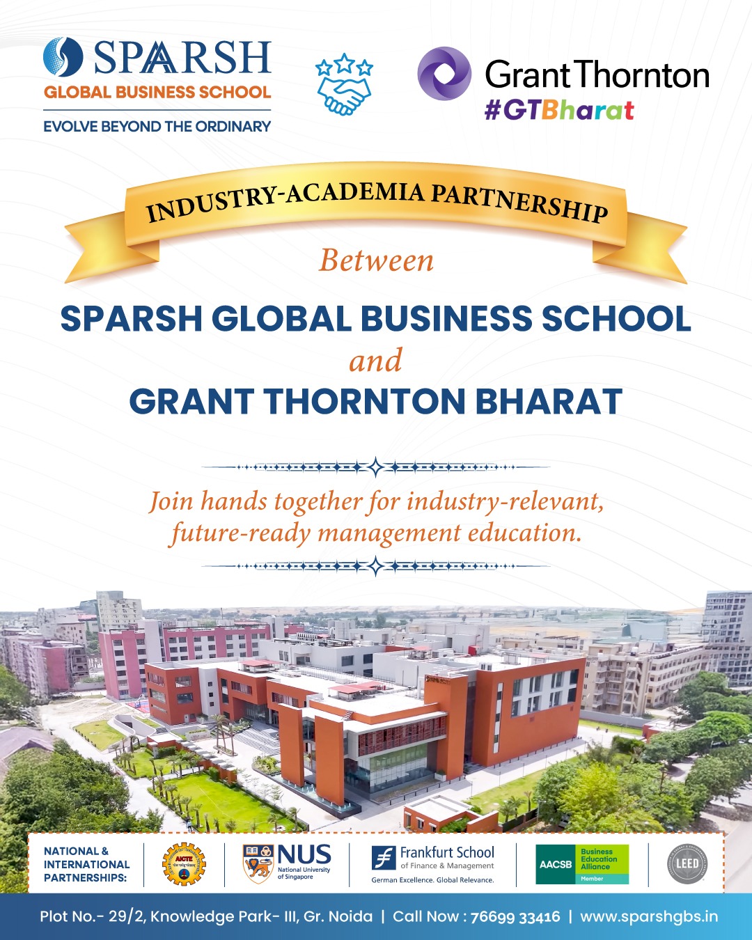 MoU Between Grant Thornton Bharat and Sparsh Global Business School (SGBS)